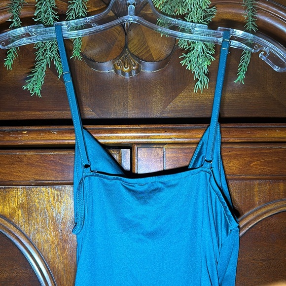 Ekaliy Spaghetti Strap Ruched Backless Bodycon Party Club Midi Green Dress - Picture 10 of 11